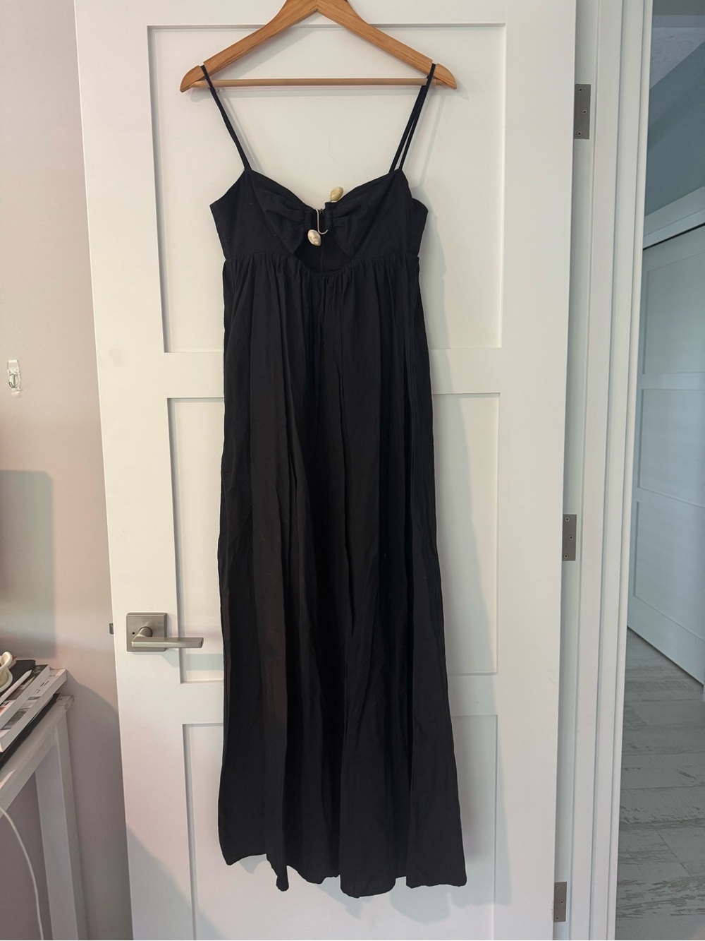 Sleeveless Black Maxi Dress with Shell Accents